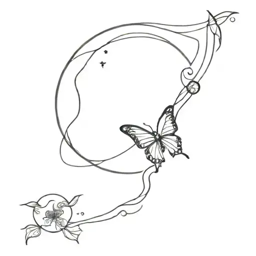 Moon With Sea And Butterfly