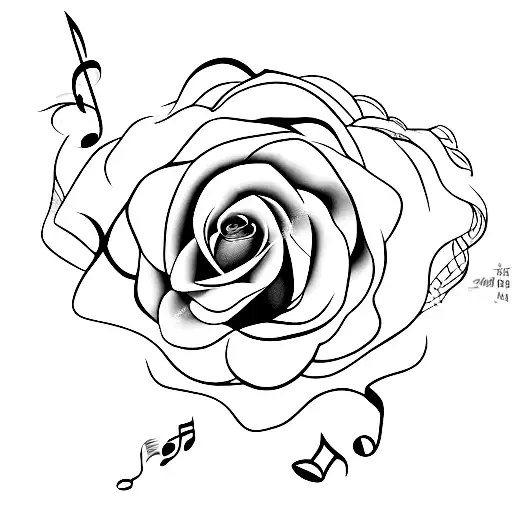 Single Wild Rose And A Music Note