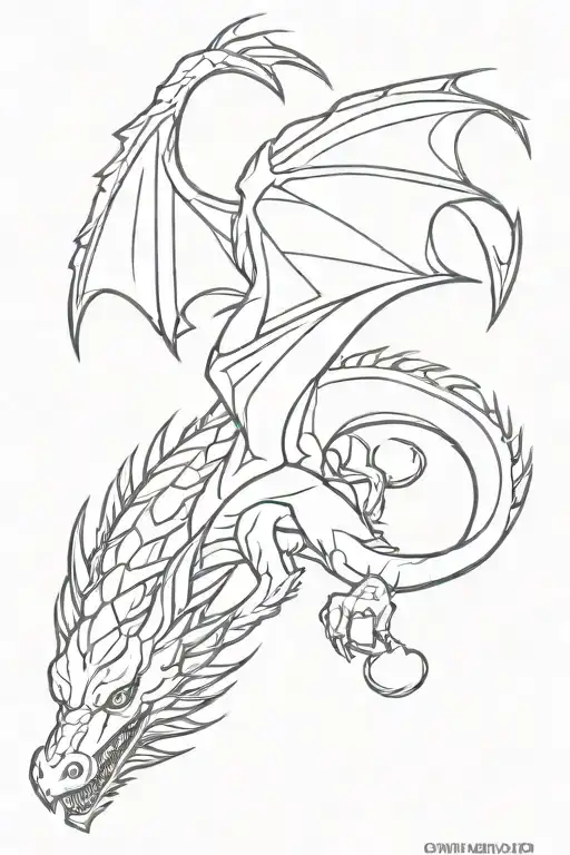 Simple Lineart Dragon Flat
