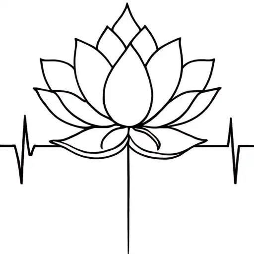 Lotus Flower And Heartbeat Line