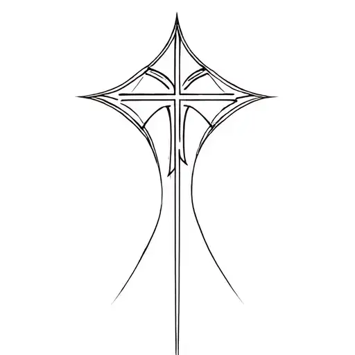 Fine Line Templar Cross Tatoo Design