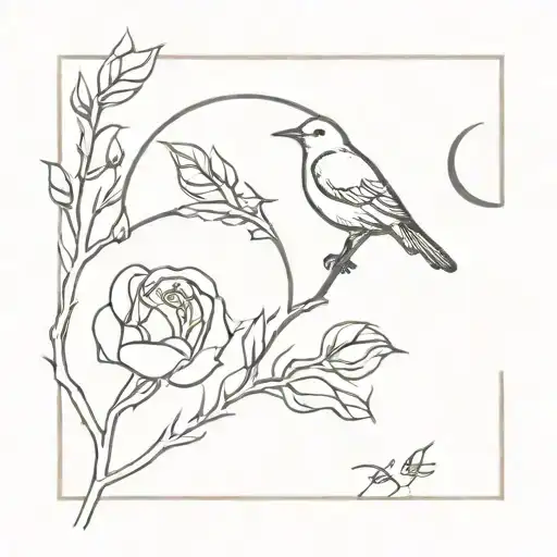 Moon Rose And Bird