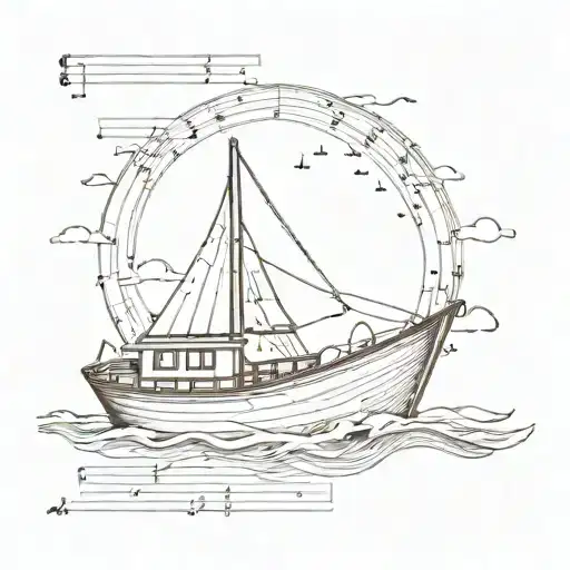 A Small Lifeboat Made Out Of Sheet Music