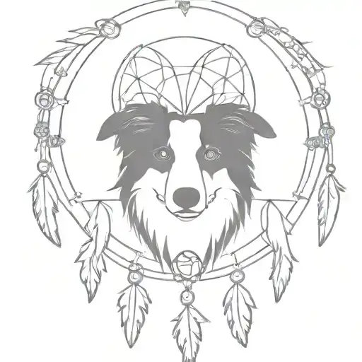 Border Collie Head Within A Dreamcatcher