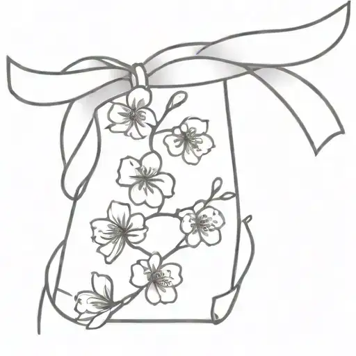 Cherry Blossoms And Cancer Ribbon