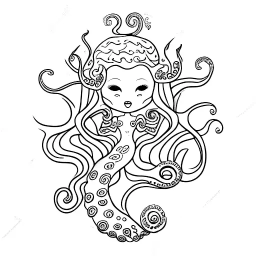 Mermaid With Octopus Tentacles For Hair
