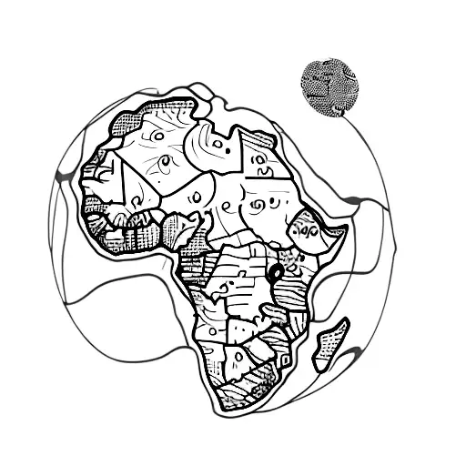 Africa Continent Outline Floral