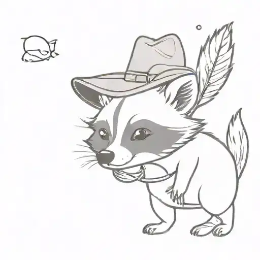 Simple Cute Racoon Dressed As Cowboy