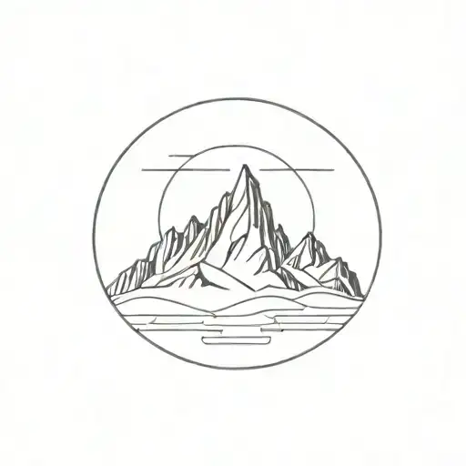 Mountain Outline With Small Circle