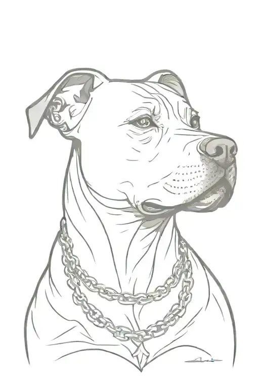 Pitbull With A Chain Around His Neck
