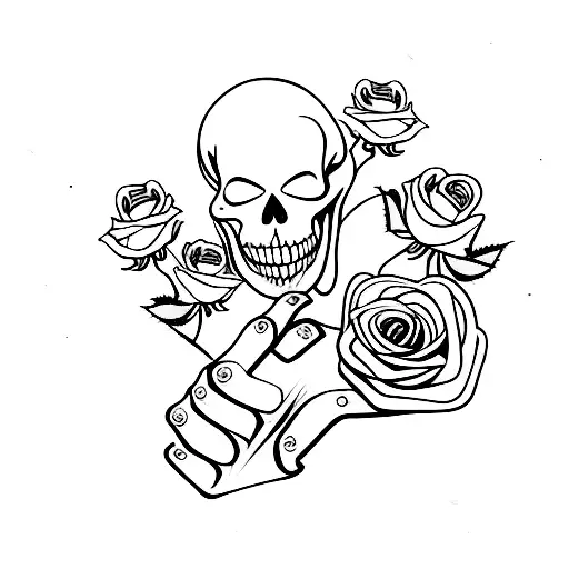 Skeleton Hand Letting Go Of Roses
