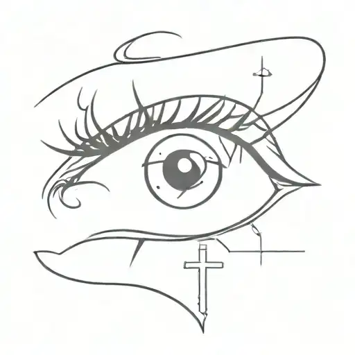 Eye With Religious Cross Tattoo Inside