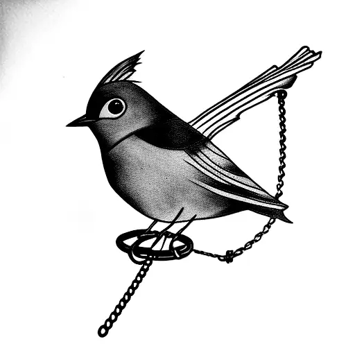 Flying Bird Robin With Prison Shackles On One Leg