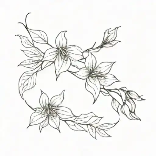 Fuchsia Flower Fine Line