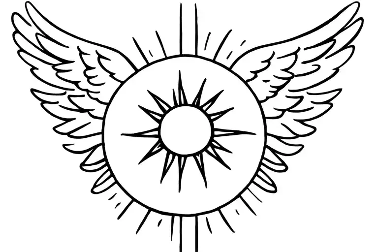 Simple Sun With Angel Wings