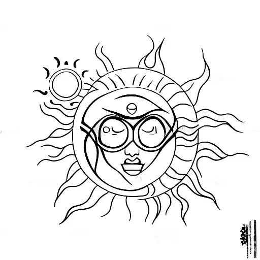 Sun And Air Elements Minimal Tattoo Design