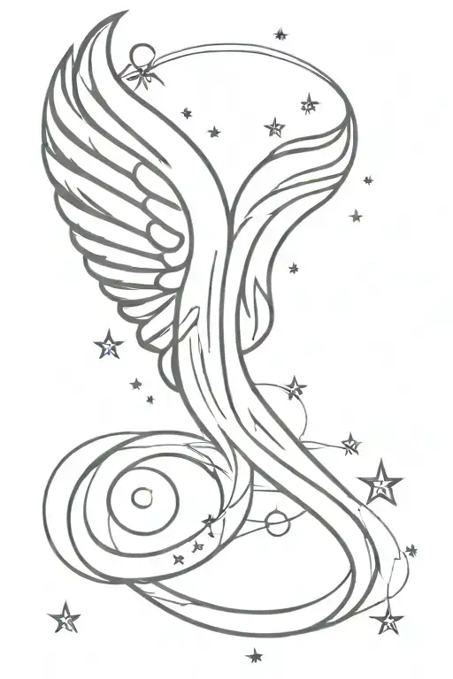 Number 99 With Angel Wings And Stars Around