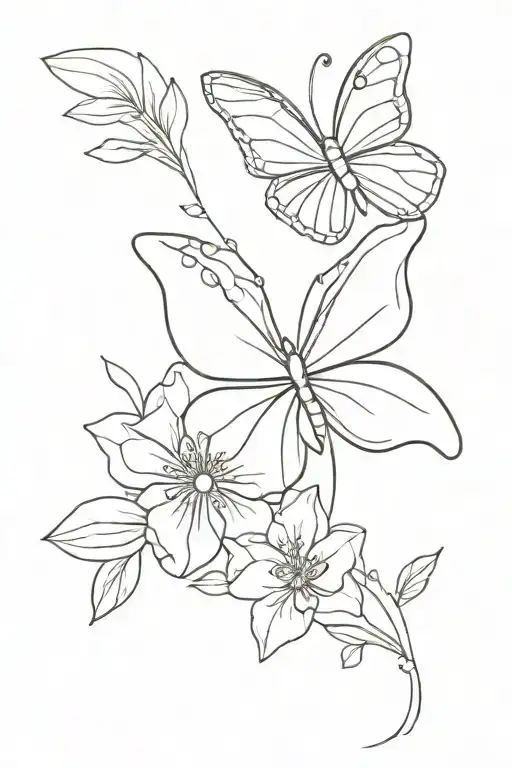 Basic Butterfly Mixed With Flowers