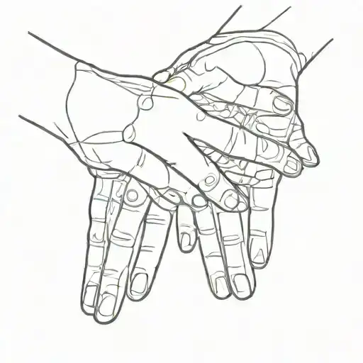 Baby And Father Hands Holding