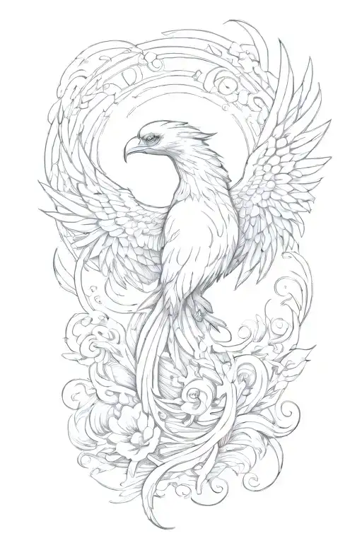 Create A Tattoo Of A Phoenix Rising From The Ashes Symbolizing Spiritual Growth And Transformation