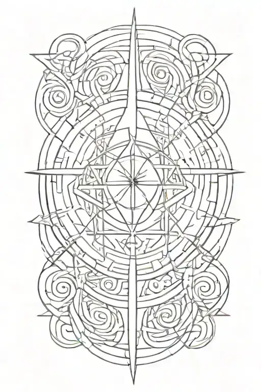 Lines Drawing With Spiritual Symbols
