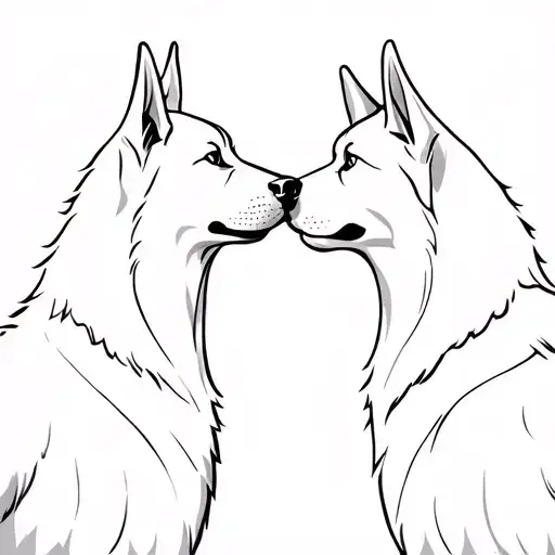 Mperor Nero And A German Shepherd Facing Each Other Face To Face