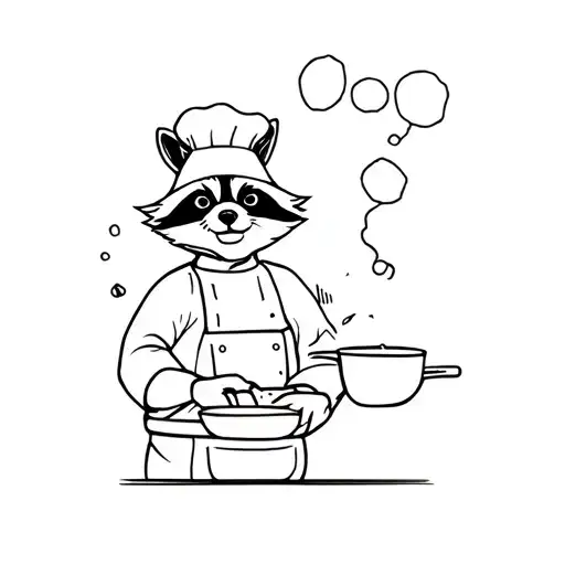 Raccoon Chef Cooking