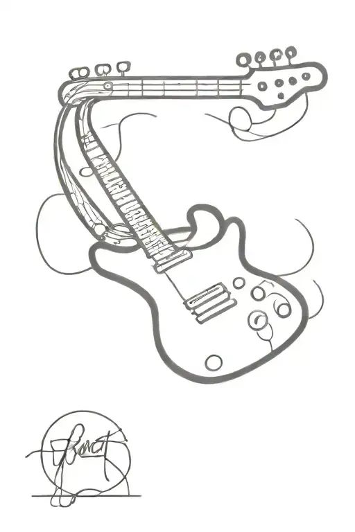 Electric Guitar With Rock And Roll Symbols