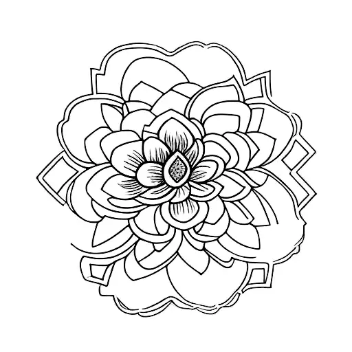 Thin Pine Tree And Lotus