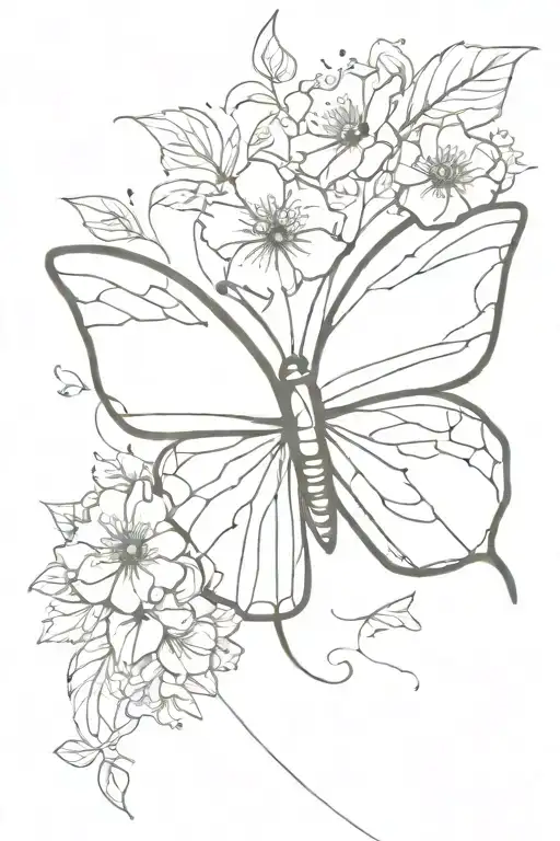 Basic Butterfly Mixed With Flowers