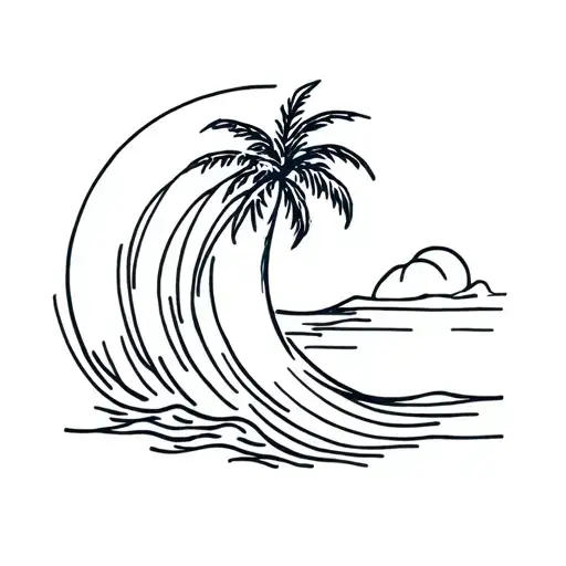 Wave With Palm Tree