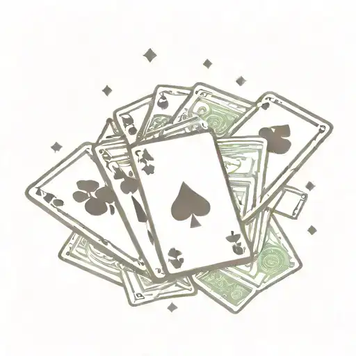 A Minimalist Tattoo Of A Poker Hand With Money Falling From The Cards