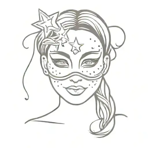 Female Theater Mask With Stars