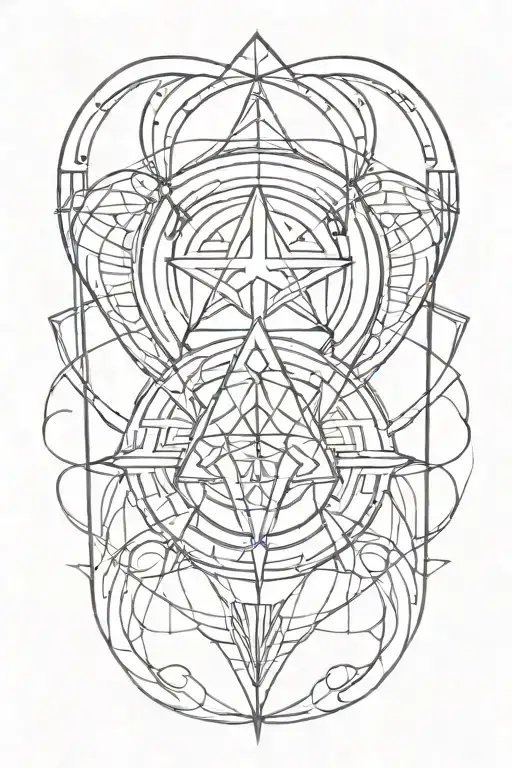 Lines Drawing With Spiritual Symbols