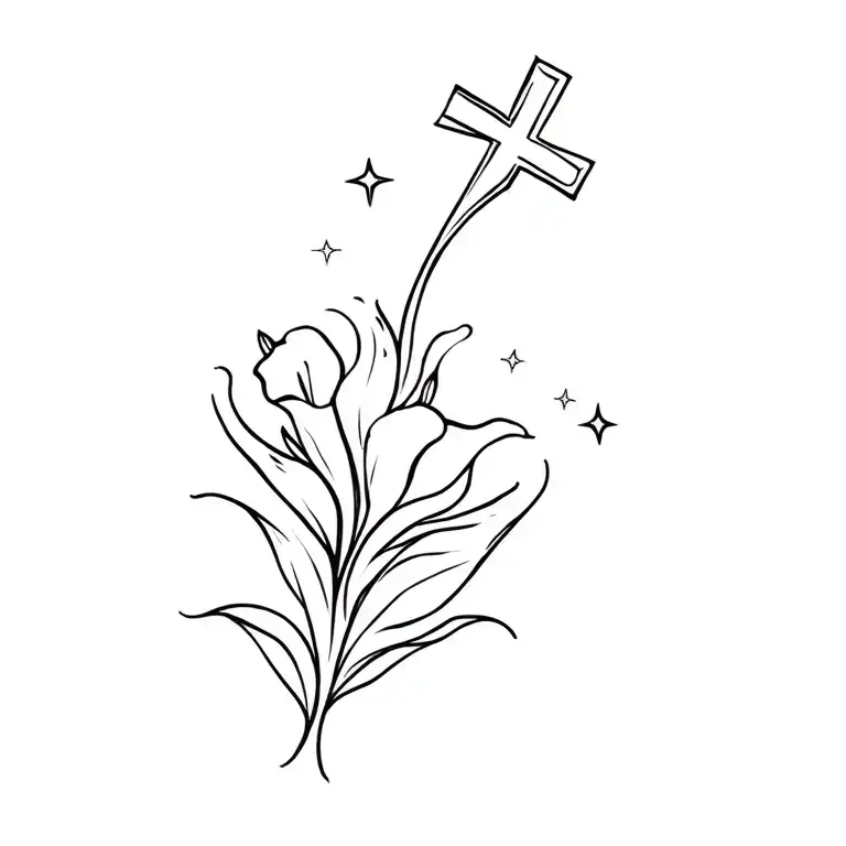 Name Jesus Jarquin Rios With A Cross Calla Lily Flowers And Stars Small And Simple