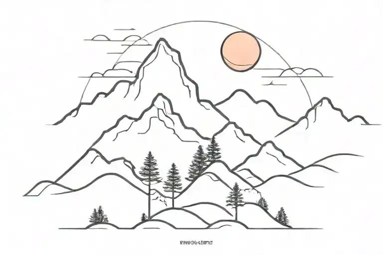 Mountains Sunset Nature Elements Like Trees