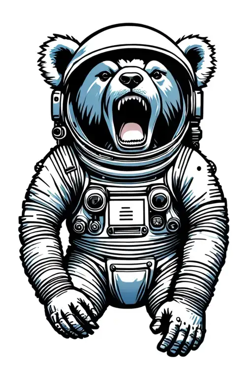 Screaming Astronaut Bear Head
