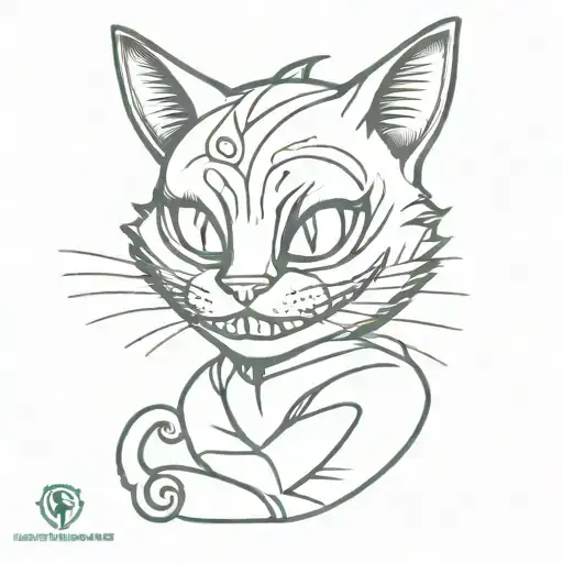 Punk-inspired Alice In Wonderland Tattoo Featuring A Rebellious Cheshire Cat