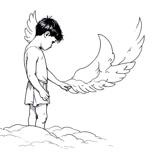 Little Boy In Heaven Looking Down