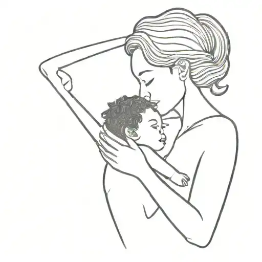 A Minimalist Tattoo Design Representing The Bond Between A Black Mother And Daughter