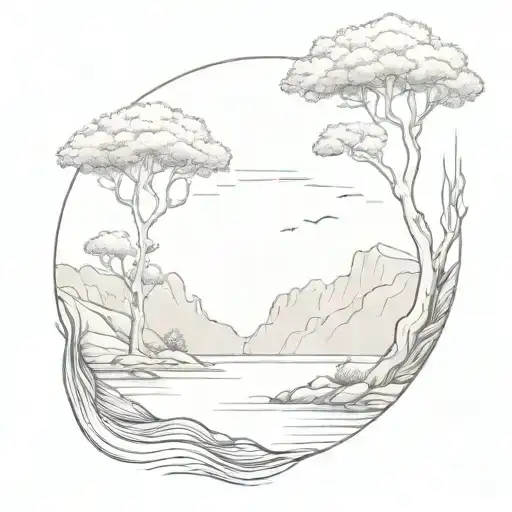 Trompe L'oeil Landscape With Overflowing Water