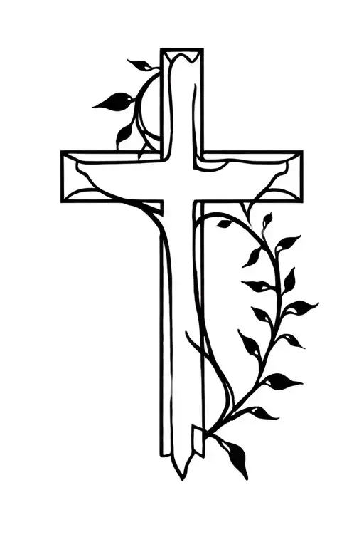 Christian Cross In Orthodox Style With Vine Designs