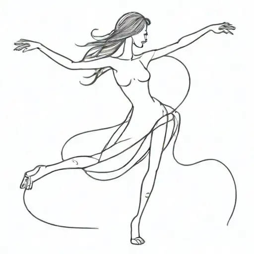 Stick Figure Girl Dancing Fine Line