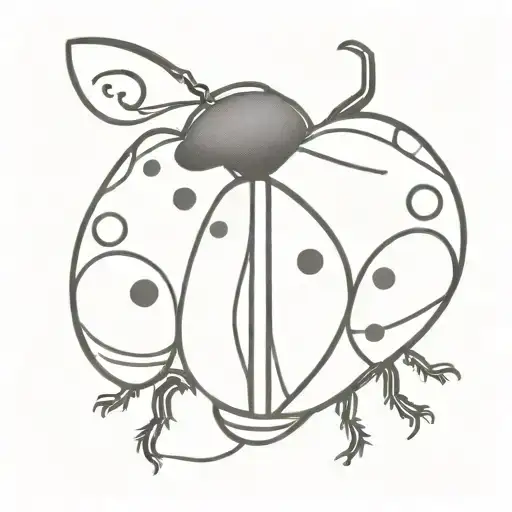 A Realistic Blackwork Ladybug With A Cancer Ribbon Intertwined