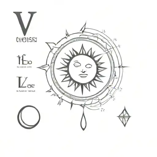 Sun And Moon With V & L Alphabets