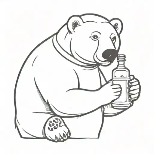Polar Bear Wearing A Ski Mask Holding Bottle Of Rum