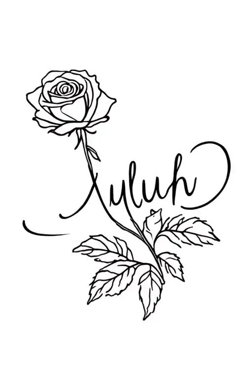 Lettering Luluh With A Rose