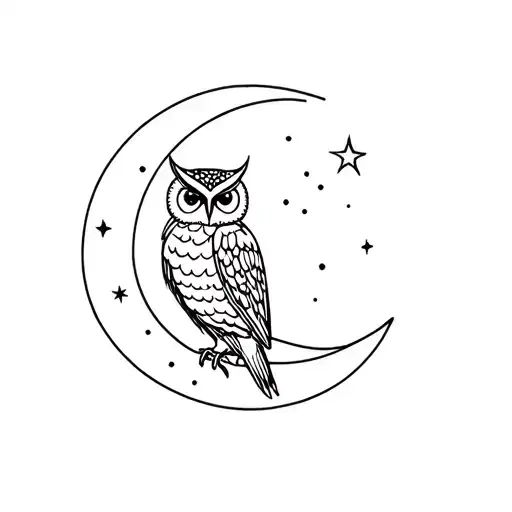 Owl On A Moon