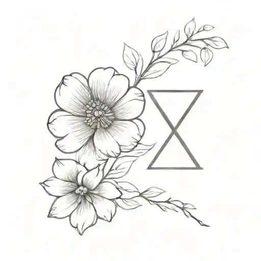 Ii X Roman Numerals With Simple Flower
