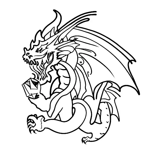 Dragon Breathing Fire Onto D20 Die